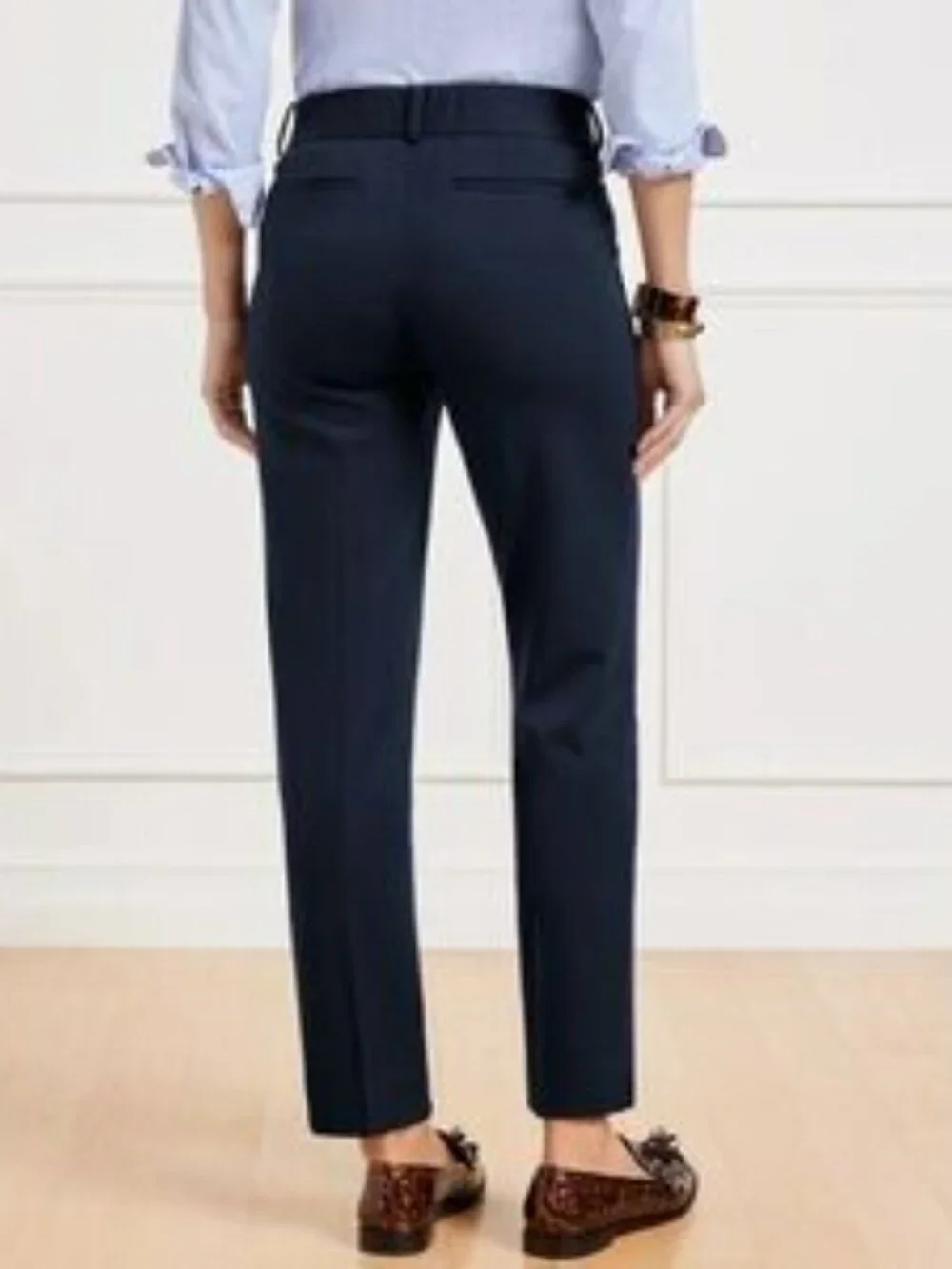Talbots Hampshire Navy Corpcore Mid Rise Ankle Pants Easy Care Travel NWT 8 - Picture 2 of 10